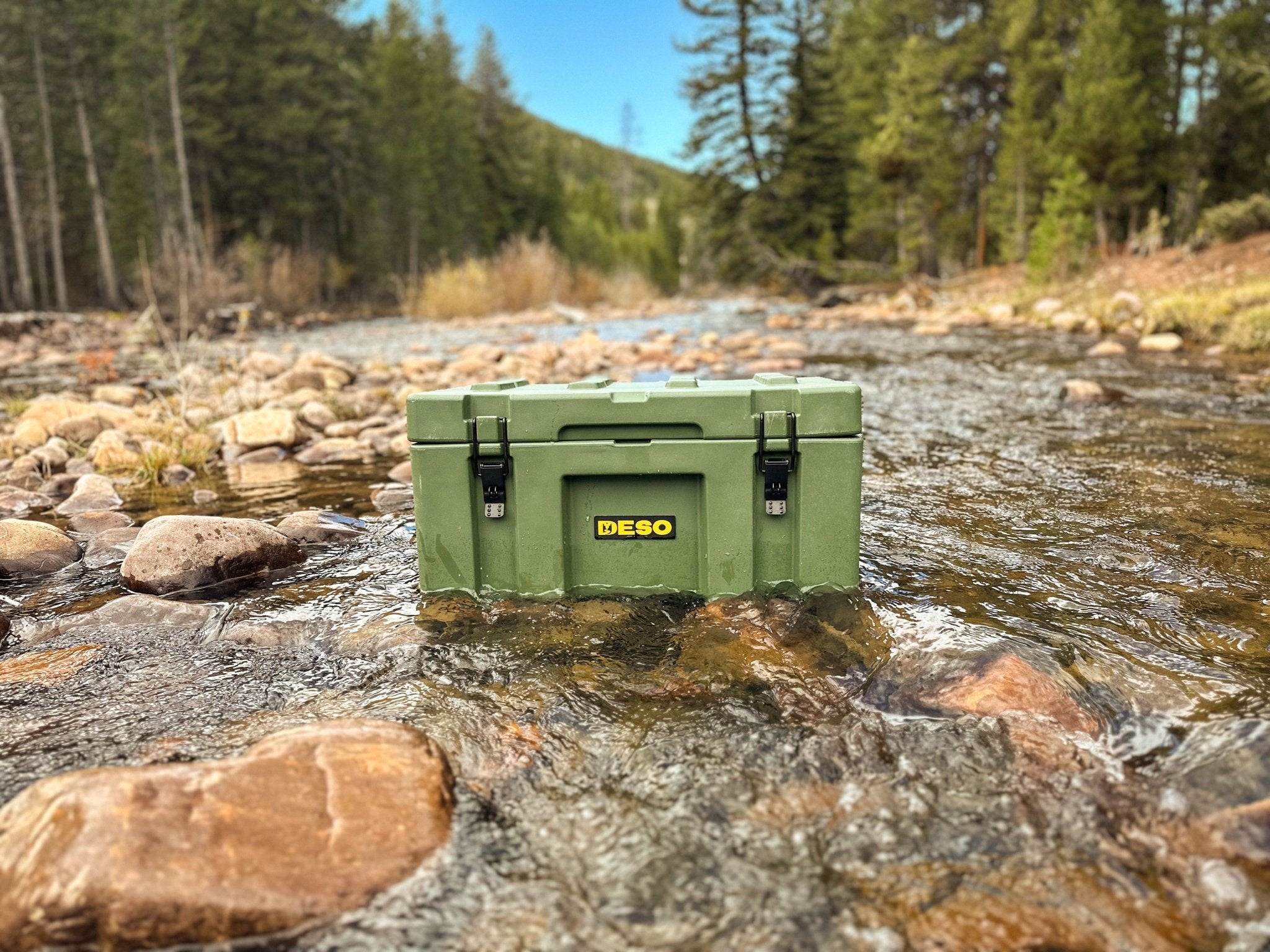 Deso 50L Rotomolded Dry Box in MOSS - for backcountry hunting and camping by Deso Gear