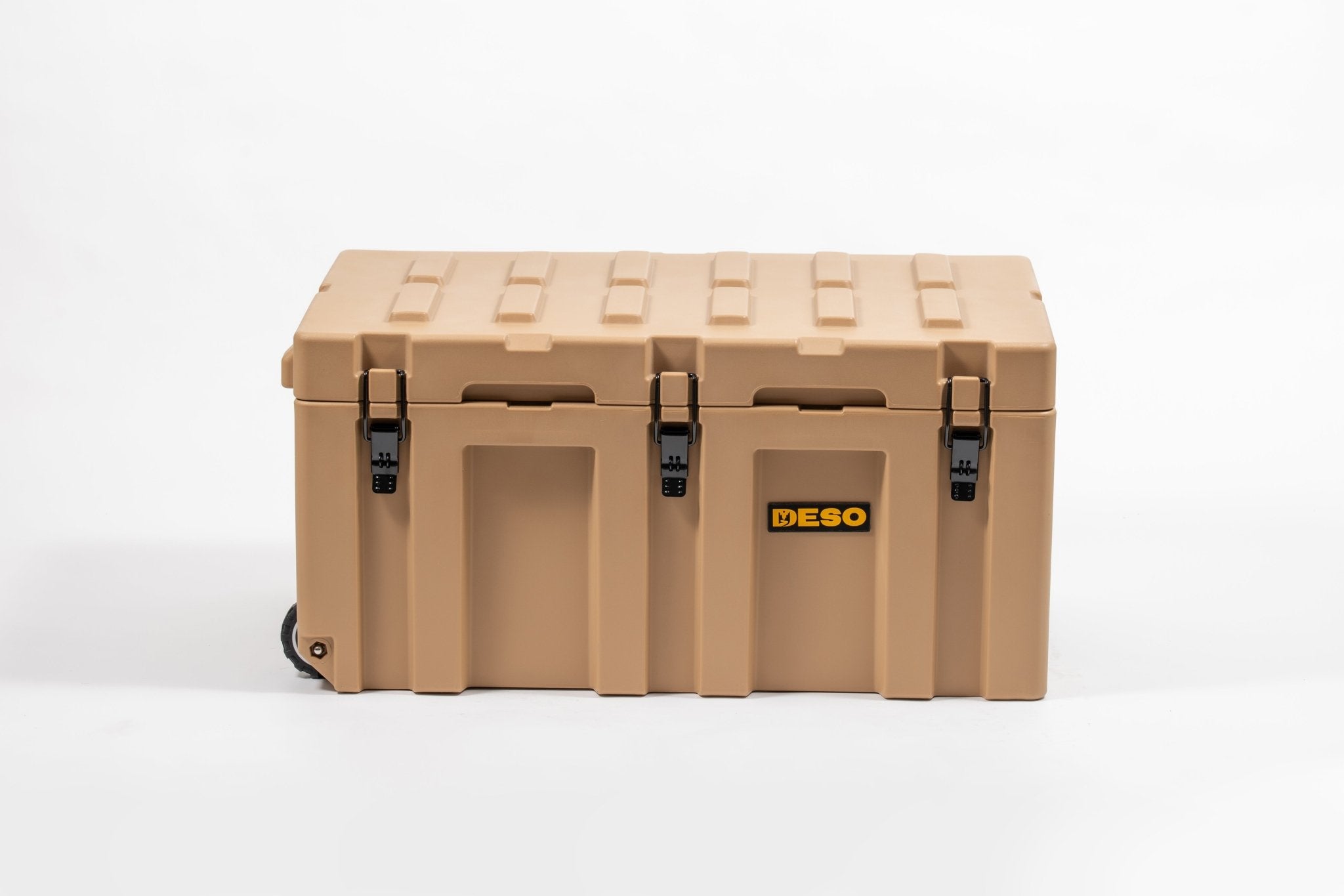 Deso 150L Wheeled Rotomolded Dry Box in SAND - for backcountry hunting and camping by Deso Gear
