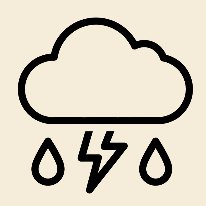 Weatherproof rain cloud with connected lightning